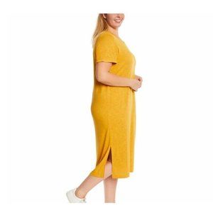 Jessica Simpson Dress Viscose Womens Midi Dress in Yellow Plus Size Dress 2X